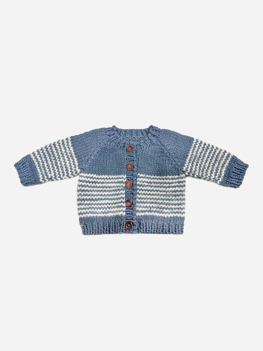 Stripe Cardigan Blue Baby Boy Sweater Cream : Blue / XS 6-12m