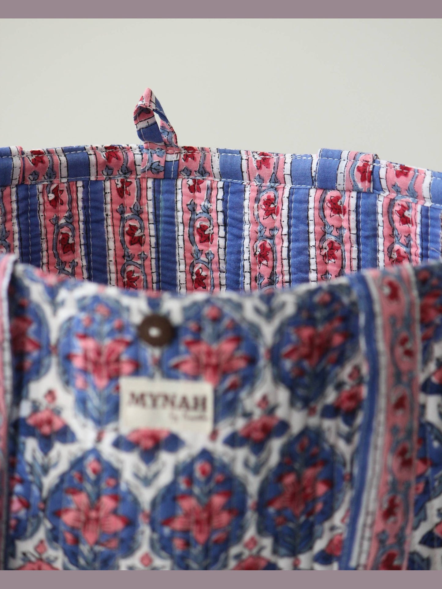 Nautical Nantucket print reversible tote -Small laptop bag