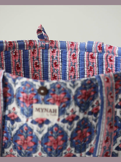 Nautical Nantucket print reversible tote -Small laptop bag