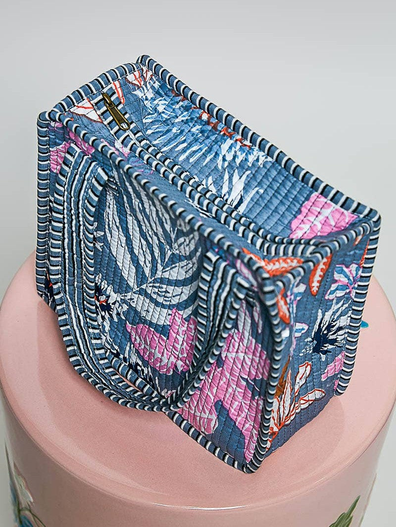 Essentials Mini Quilted Fabric Cube Bag: HONEY STRIPE MULTI