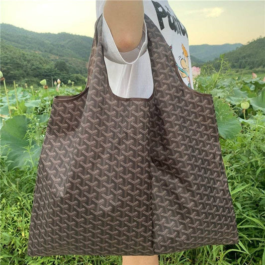 Foldable Large Capacity Shoulder Shopping Bag: CHOCOLATE