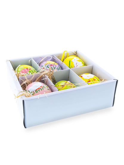 Set of 6 Real Eggshell Bunny and Friends Easter Eggs Ornaments