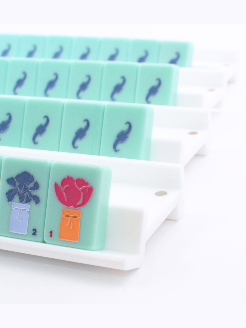 20" MAHJONG RACKS | Premium Acrylic | 4 Racks + 4 Pushers: Transparent Clear
