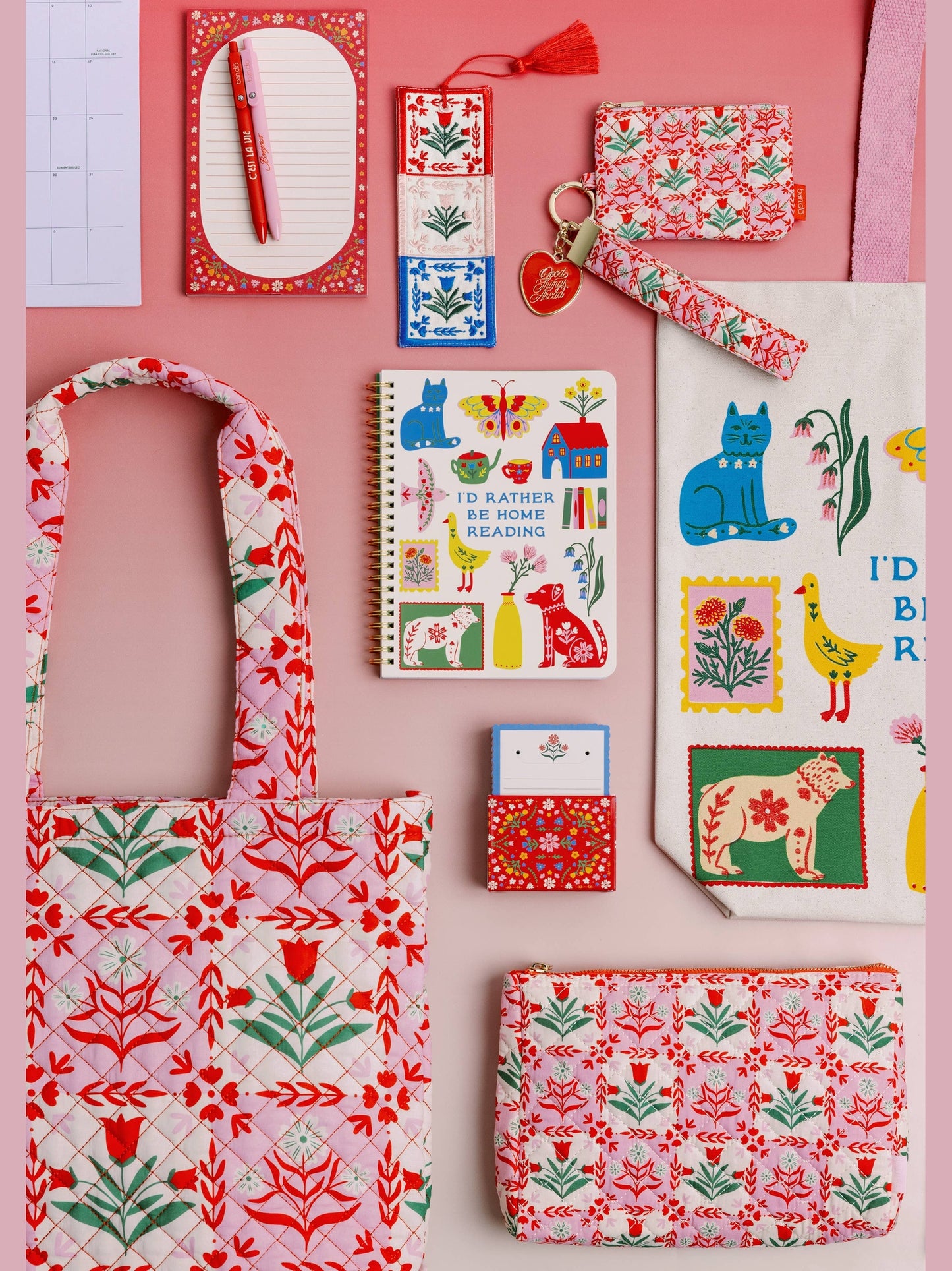 Wristlet, Pink Tile Floral