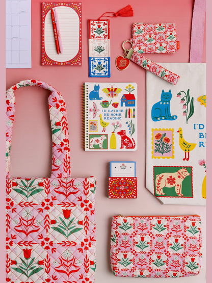 Wristlet, Pink Tile Floral