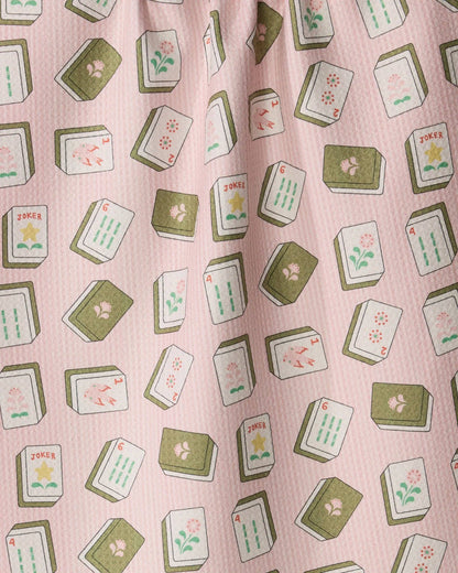 Flower Tiles Tea Towel: White