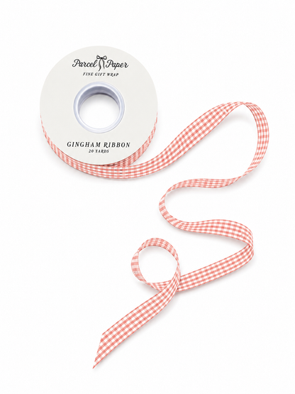 'Peach' Gingham Ribbon