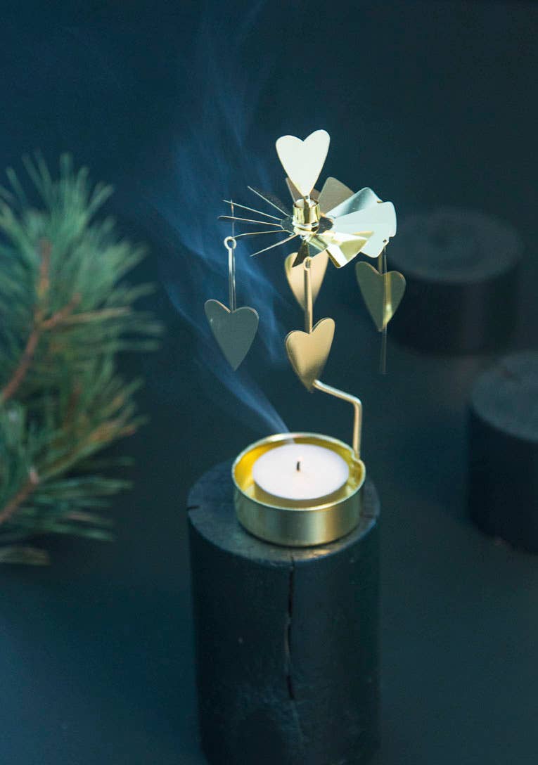 Gold Heart Rotary Candleholder