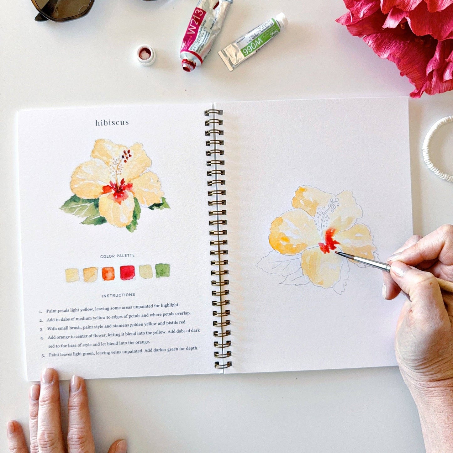 Tropical watercolor paint workbook