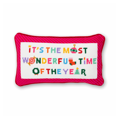 Most Wonderful Time Needlepoint Pillow