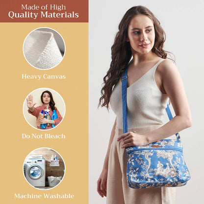 Crossbody Bag  Cotton Sling Bag for Women - Joli Jouy - Blue