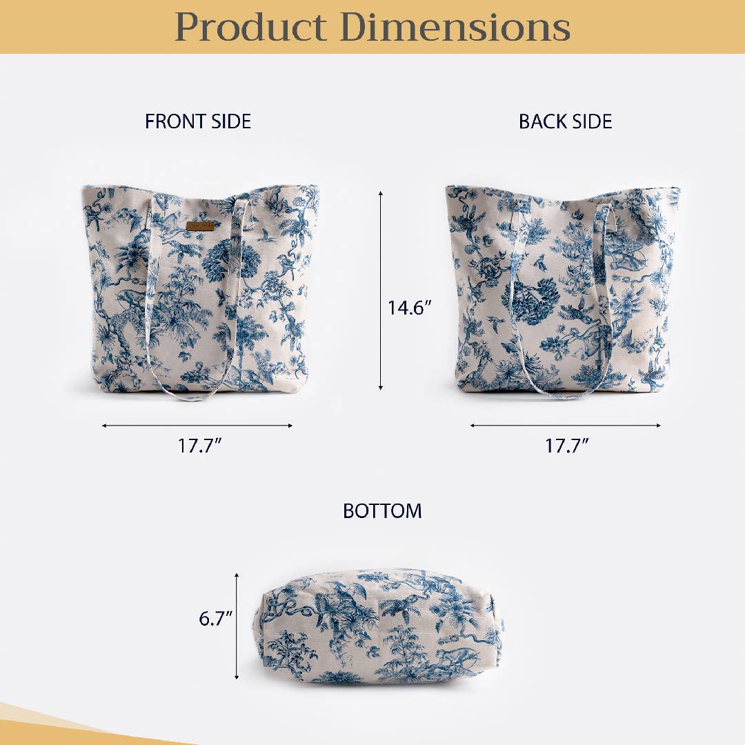 Canvas Tote Bag 100% Cotton Bonobo - Blue - 17.7" x 14.5"