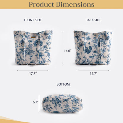 Canvas Tote Bag 100% Cotton Bonobo - Blue - 17.7" x 14.5"