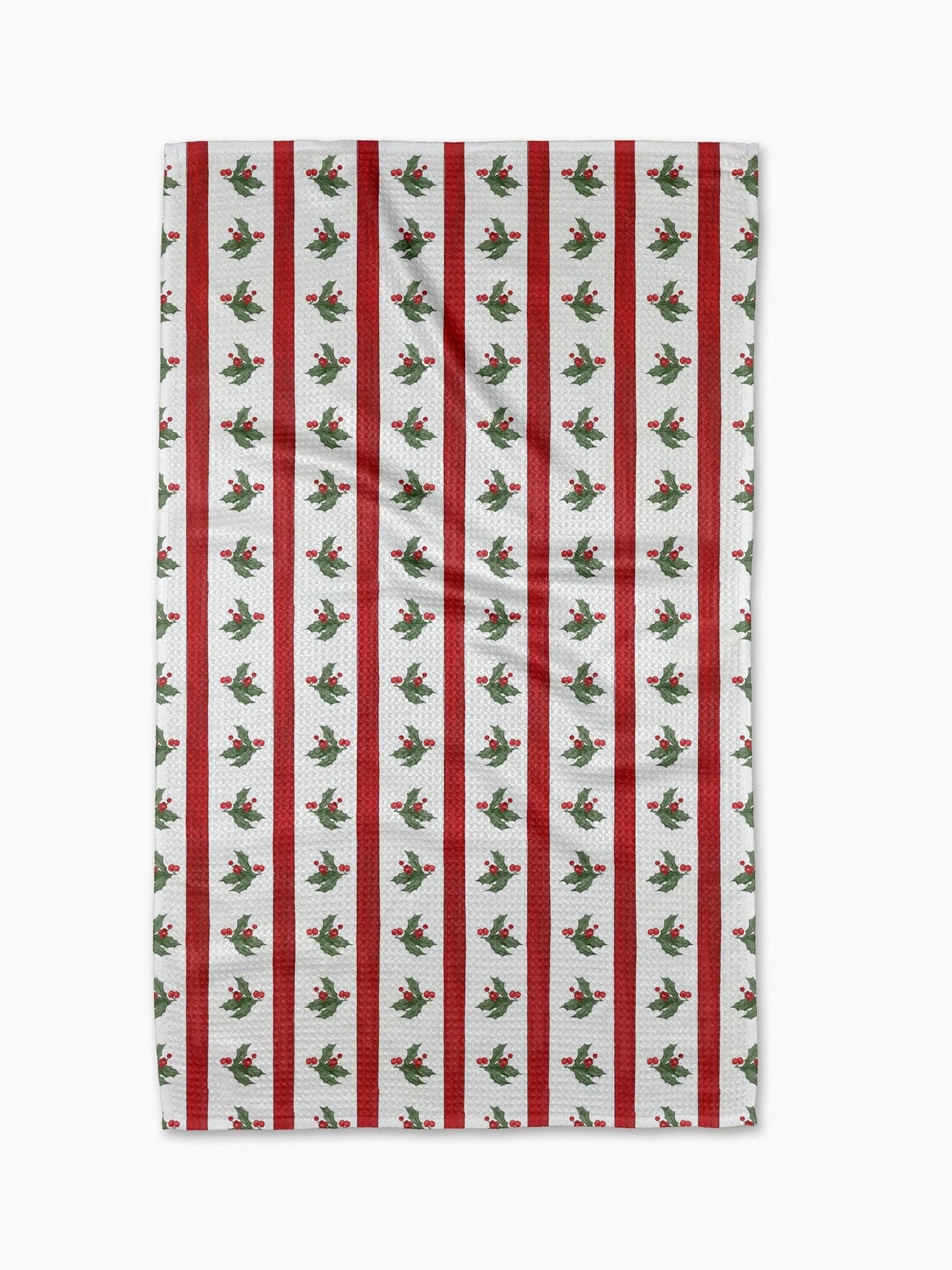Christmas Holly Stripe Tea Towel