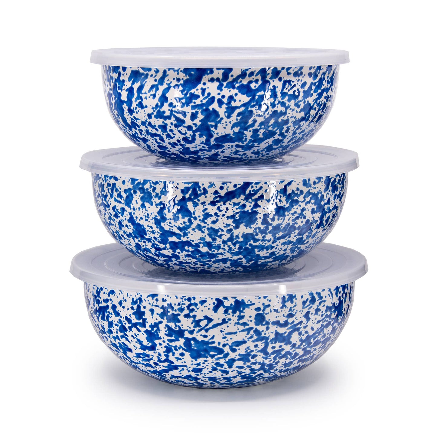 Splatter Enamelware Covered Multi-Purpose Bowl Set: Blue Splatter