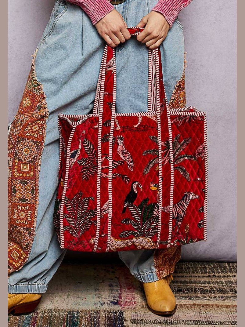 Quilted Large Everyday Tote Bag: Yellow / OS