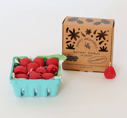 Beeswax Strawberry Birthday Candles: 10