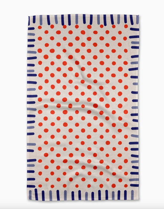 Geometry Navy Fringe Tea Towel