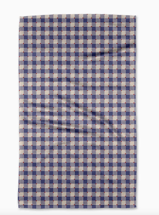 Geometry Nautical Gingham Tea Towel