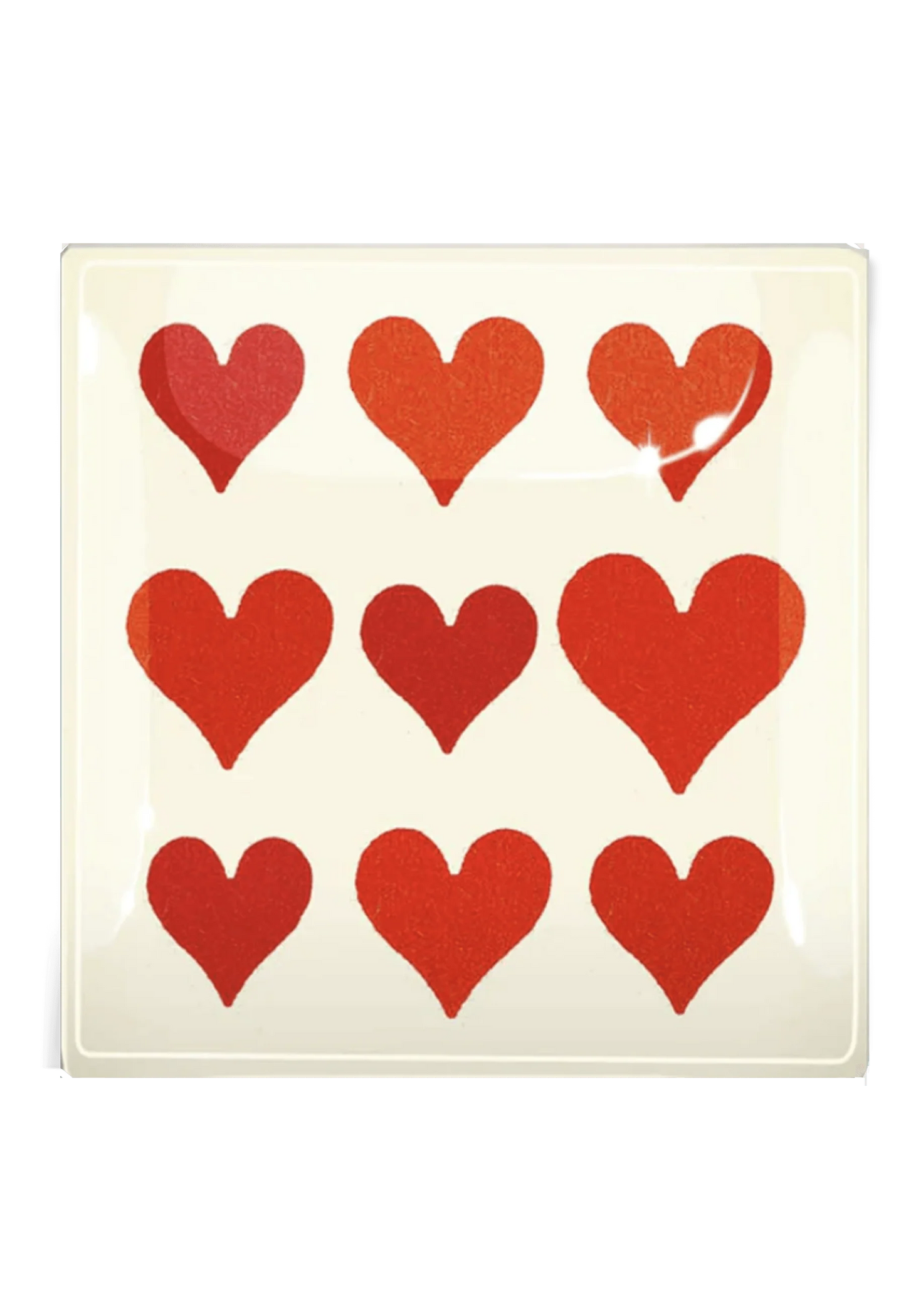 Nine Of Hearts Decoupage Glass Tray