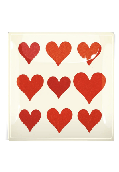 Nine Of Hearts Decoupage Glass Tray