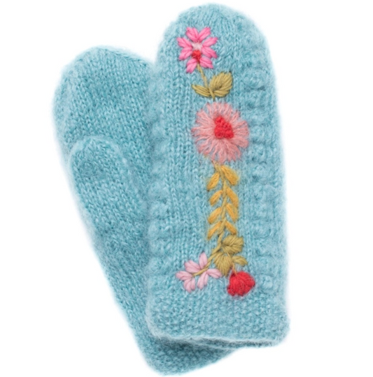 French Knot Turquoise Adeline Mittens
